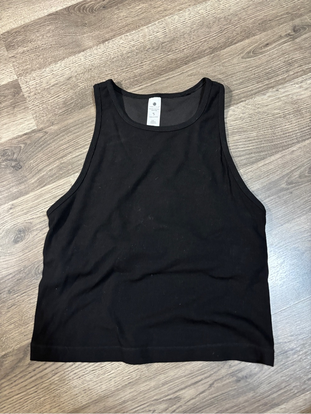 Yogalicious Black Ribbed Cropped Tank Top